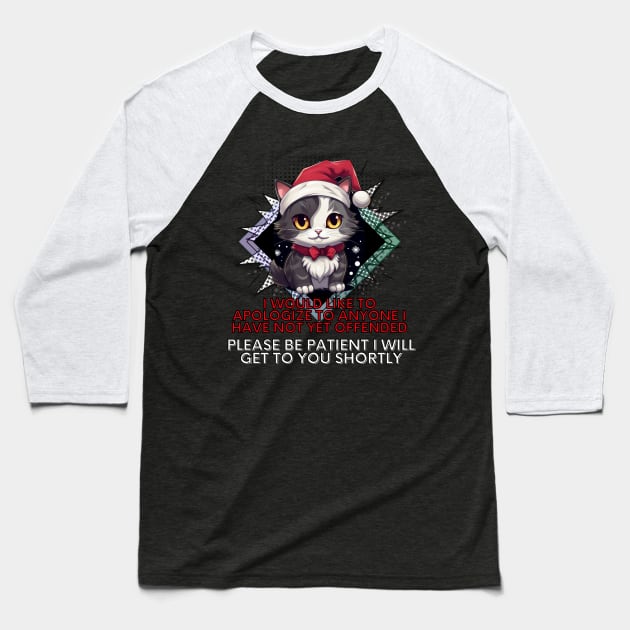 Sarcastic Christmas Cat Baseball T-Shirt by MaystarUniverse